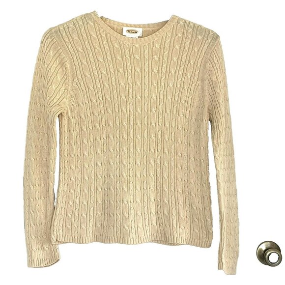 Vtg Talbots Cable Knit Sweater sz M !00% Cotton Preppy Academia Old Money Tennis - Picture 1 of 4